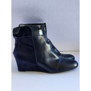 Impo Jailene Blue Suede Leather Wedge Ankle Booties 8M S0071